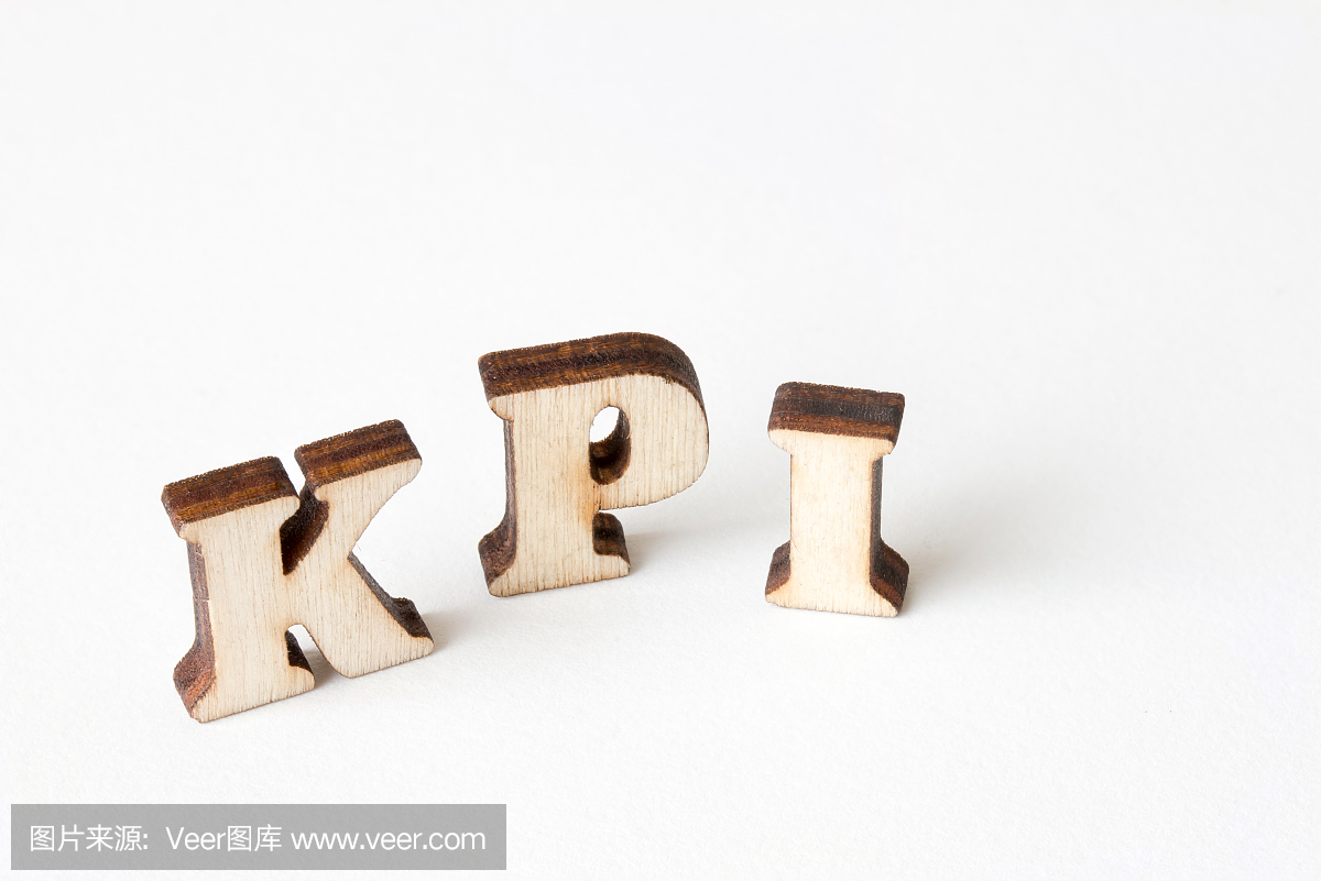 KPI - 主要性能指标,木制字母表