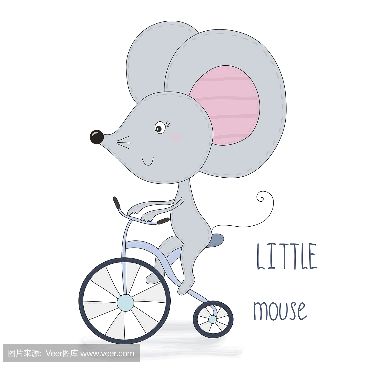 可爱的小老鼠骑自行车