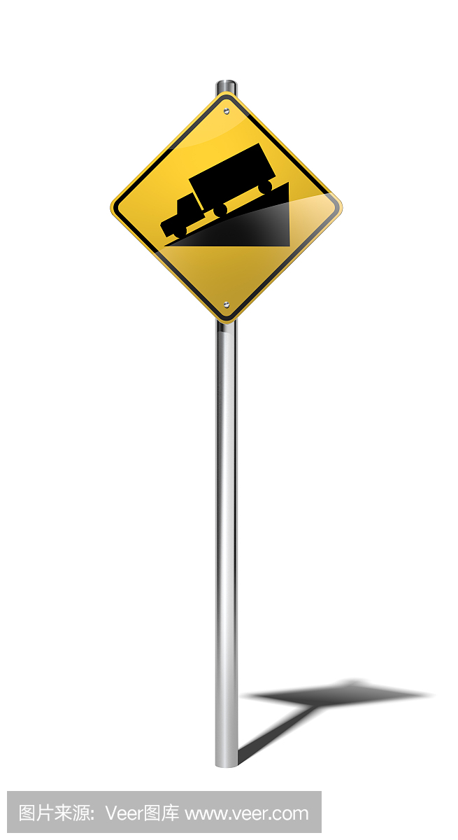 陡坡,山坡警告标志(美国)与裁减路径