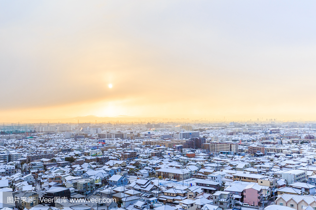 日本的冬季城市景观