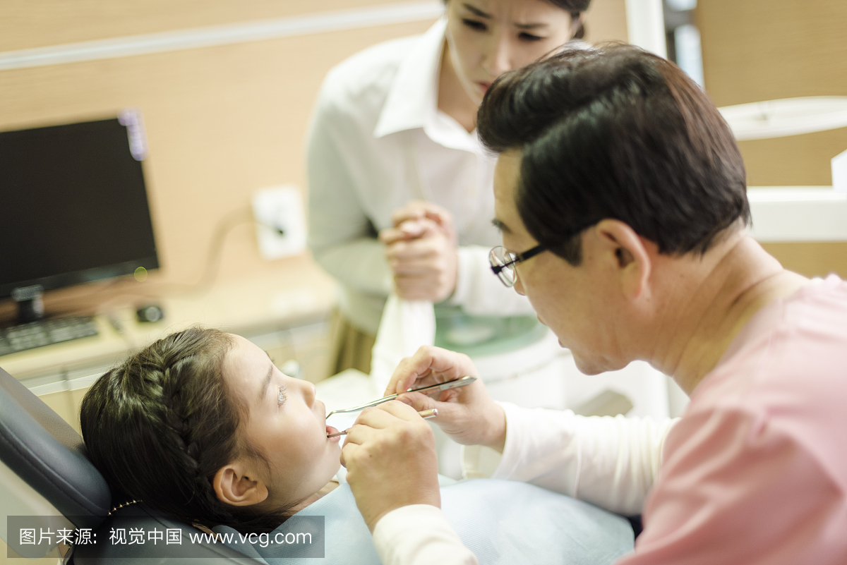Kid With Mother In Dentist Office, Dentist Chec
