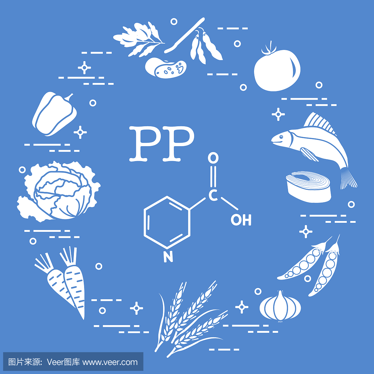 富含维生素PP的食物。
