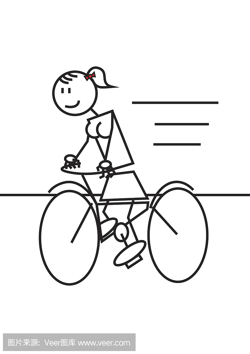 棒图骑自行车的女性
