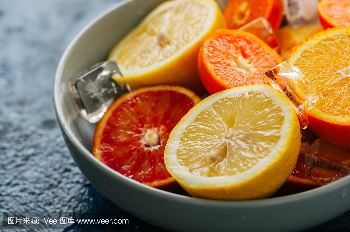 新鲜成熟的柑橘类水果作为血橙,普通话,柠檬与
