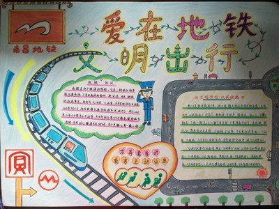 文明乘坐地铁手抄报
