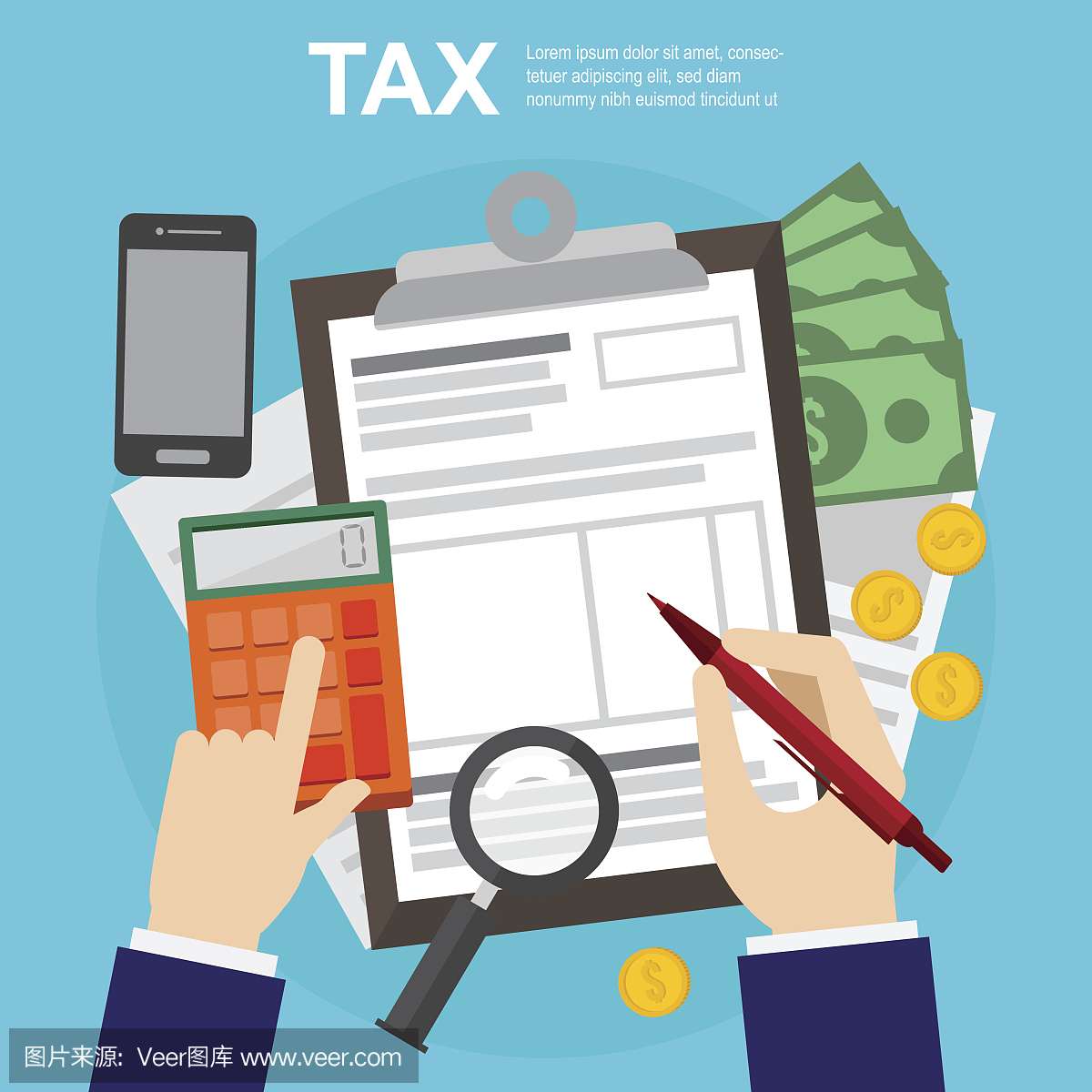 税务计算,预算和会计,审计和财务报告。网页横
