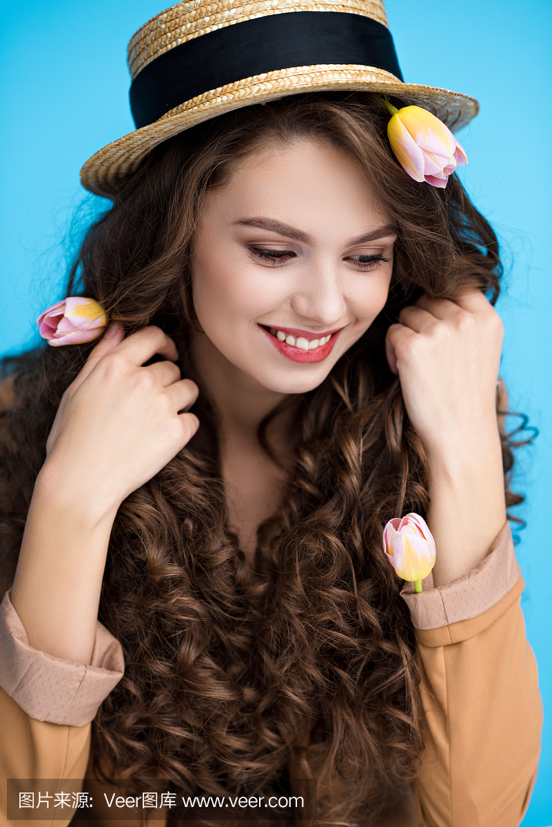 womanincanotierhatwithflowersinherlongc发型直发中长女士图片