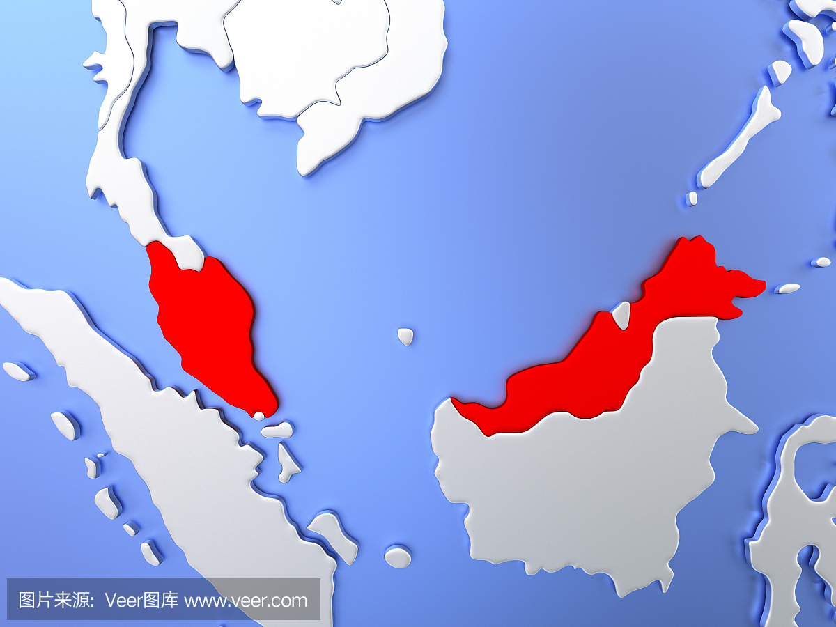 马来西亚在地图上红色