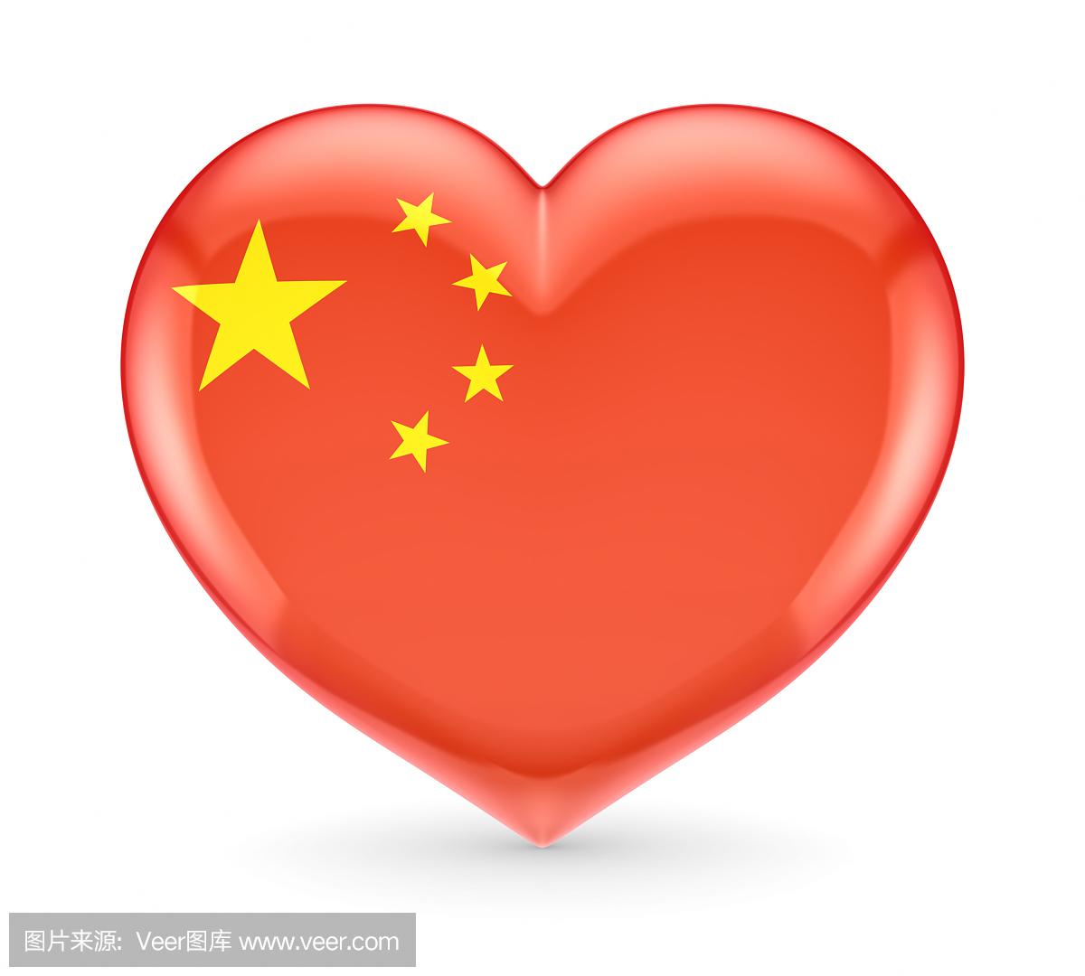 中国国旗在一个心脏的符号。