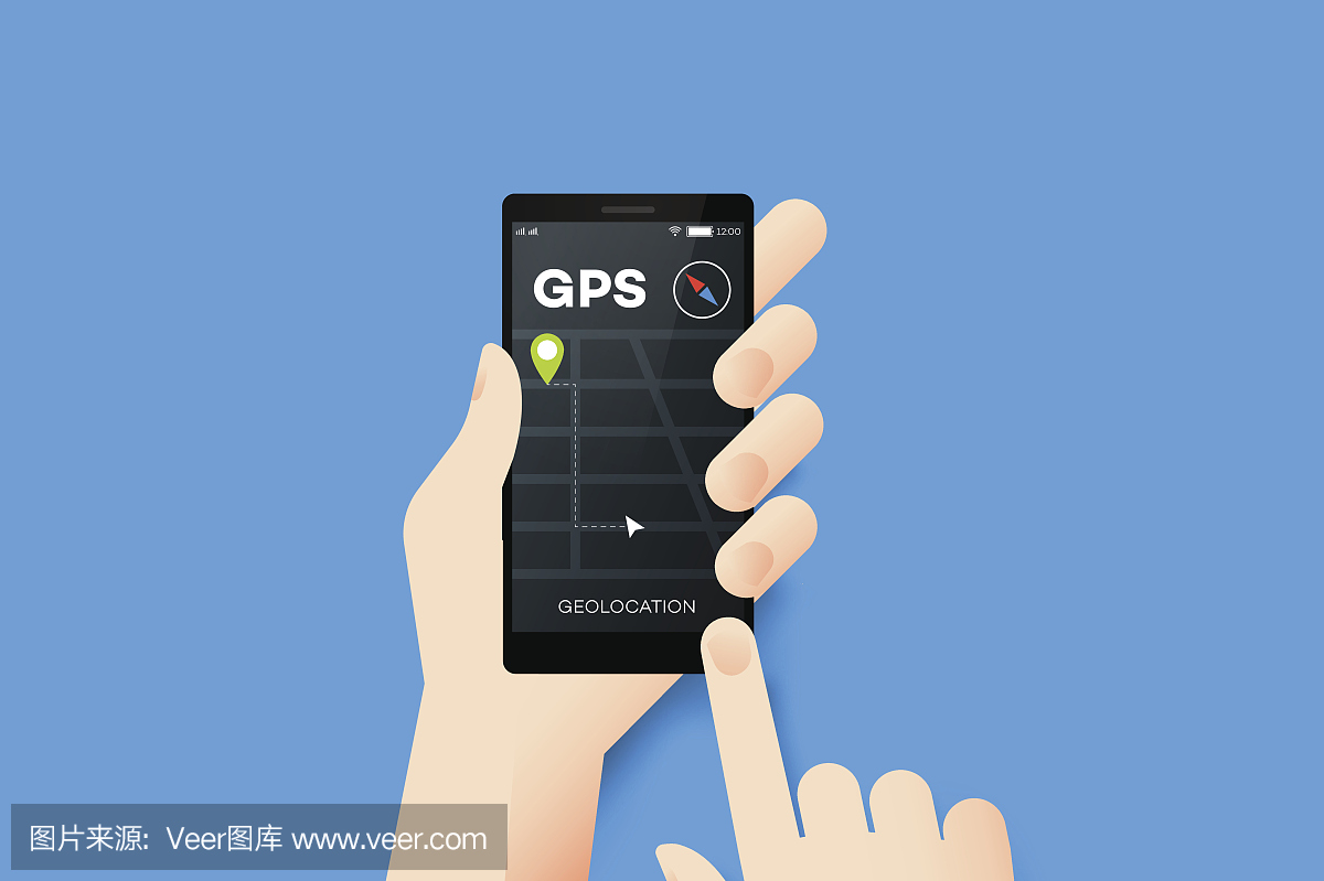 手持智能手机与概念GPS地理位置移动应用程