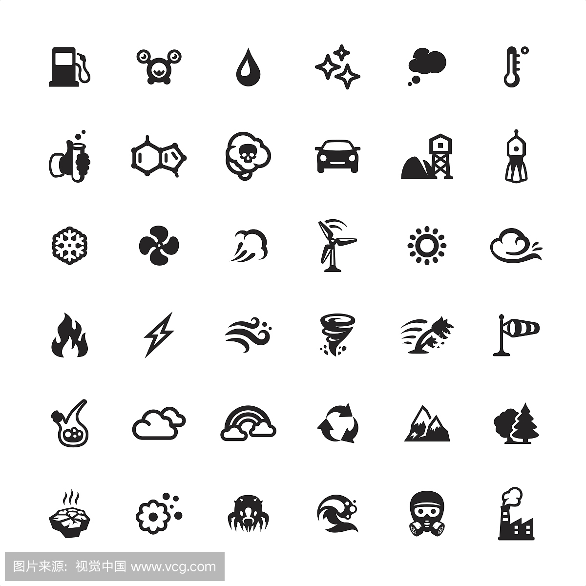 Air Purifier and Pollution icons set