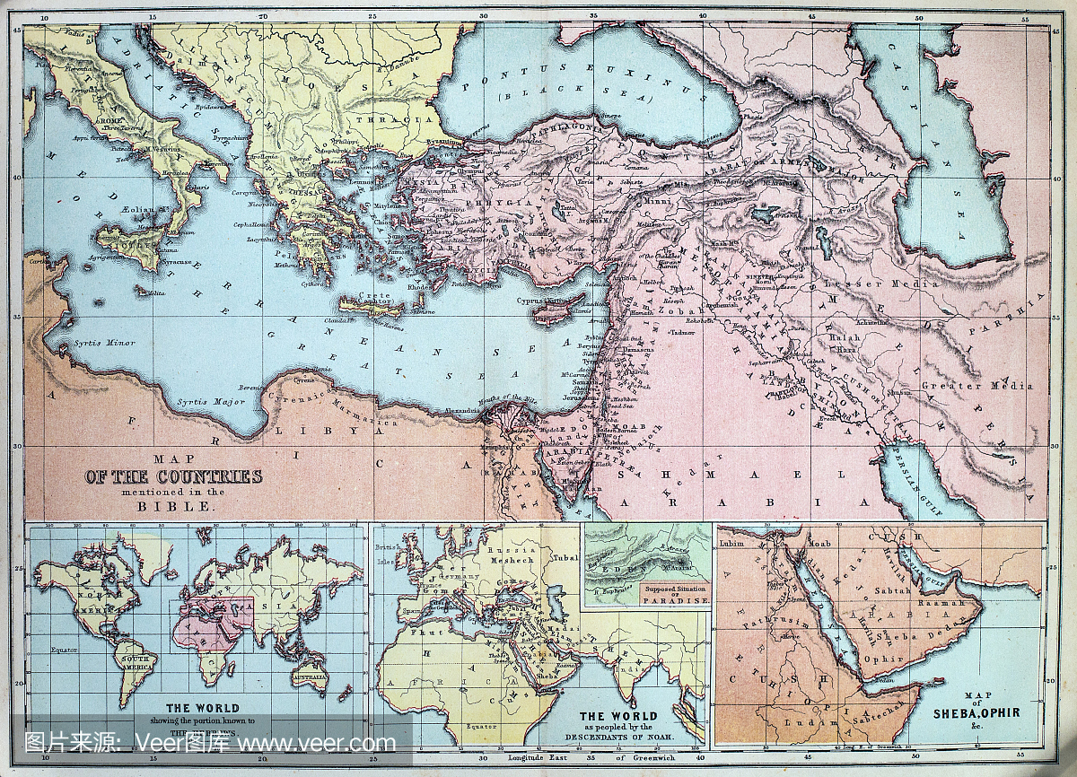 古代地图圣经的国家