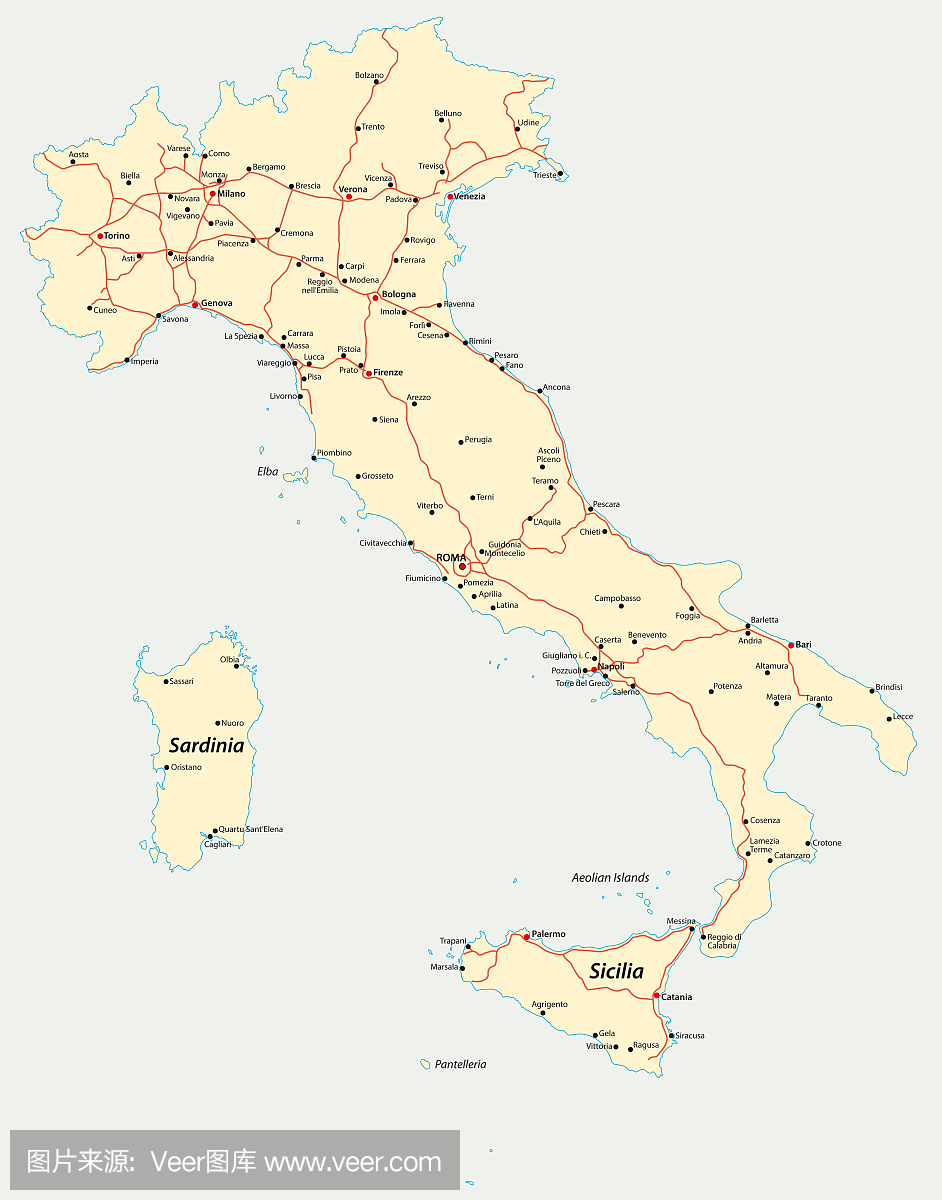 意大利的行政和政治地图