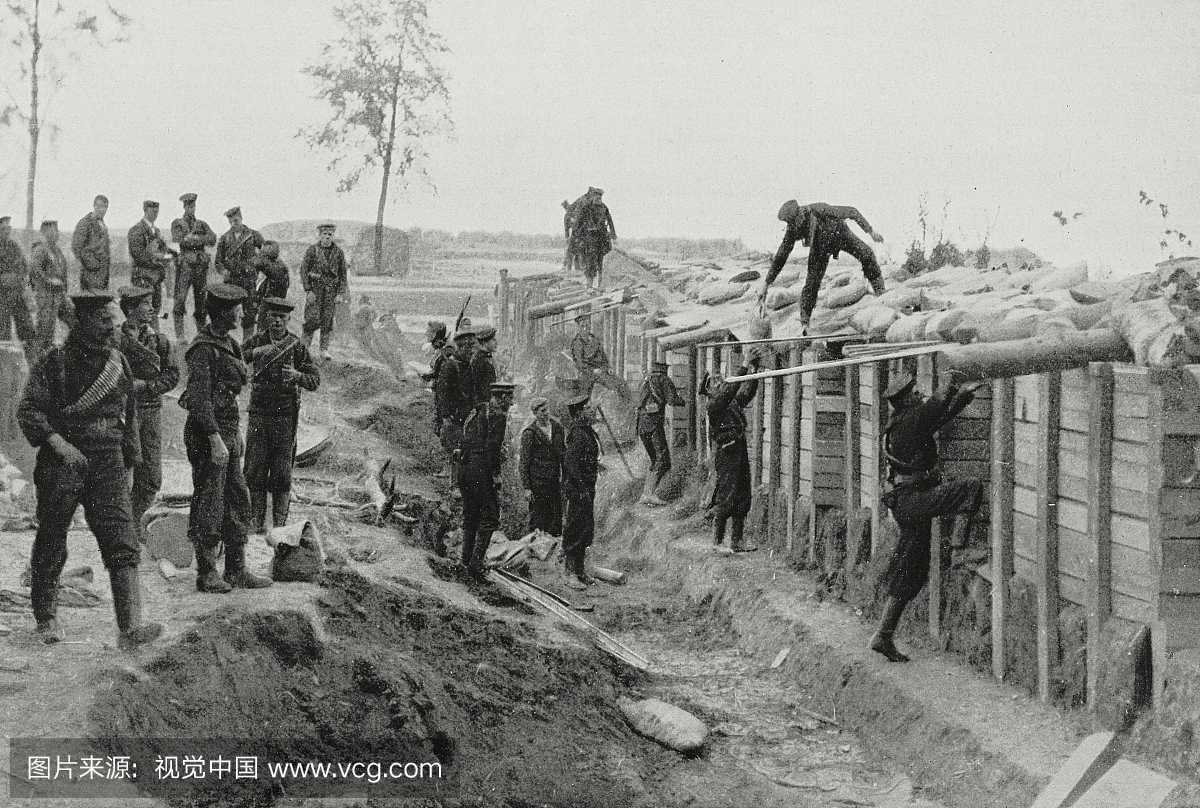 英国水手在比利时安特卫普附近的第一次世界大