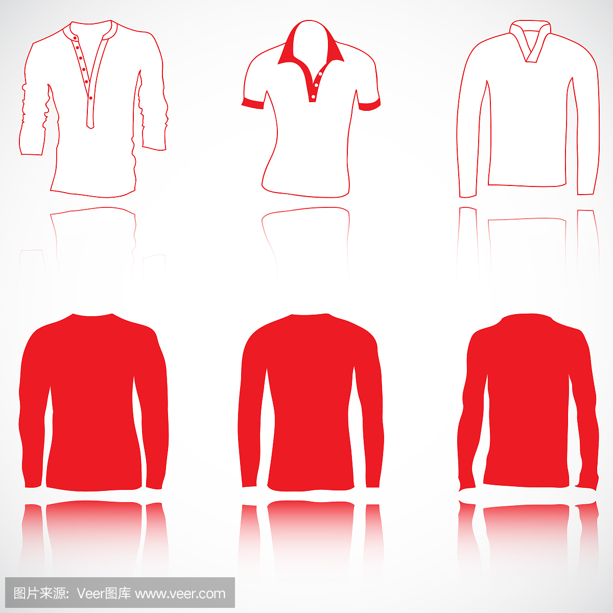 t恤,球衣和毛衣套,矢量集合