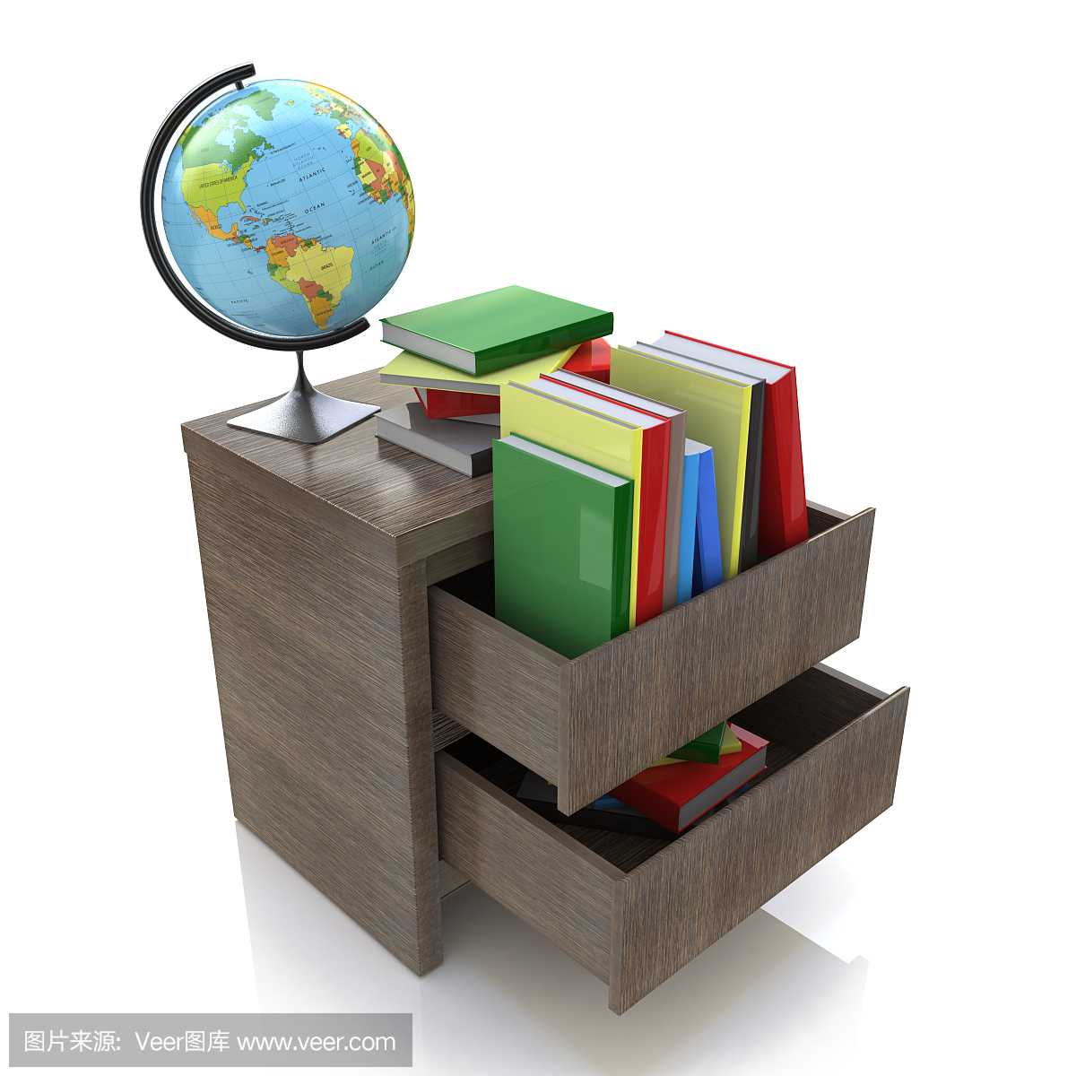 学校教育技巧。教科书,地球仪。3D梦幻西游熔炼理念图片