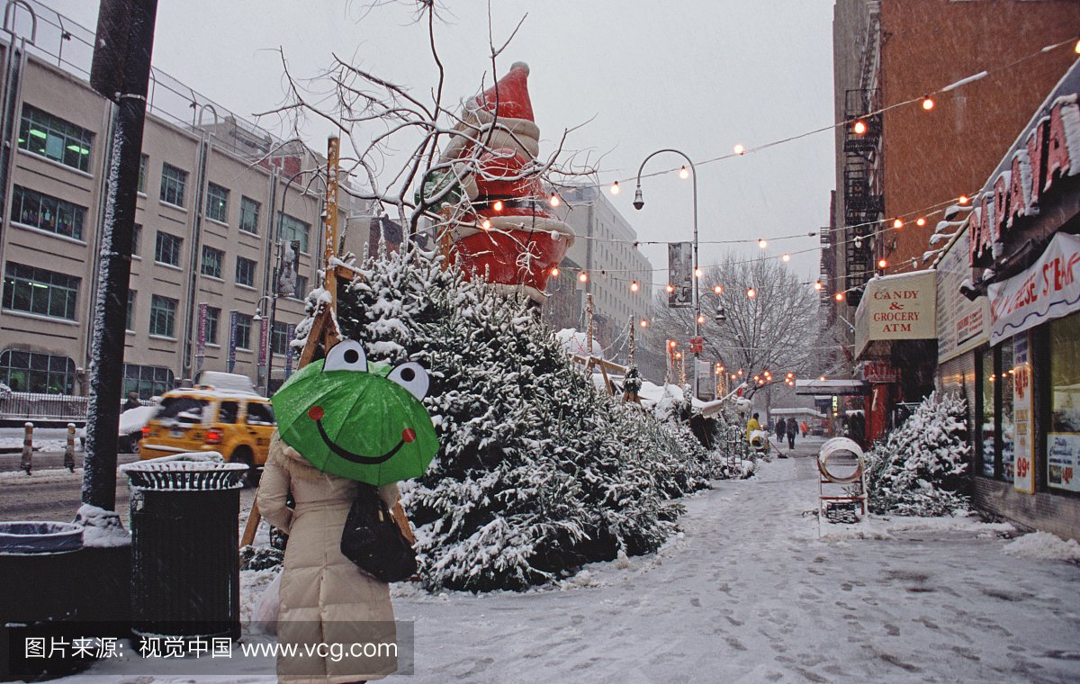 美国,纽约市,格林威治村在圣诞节时间