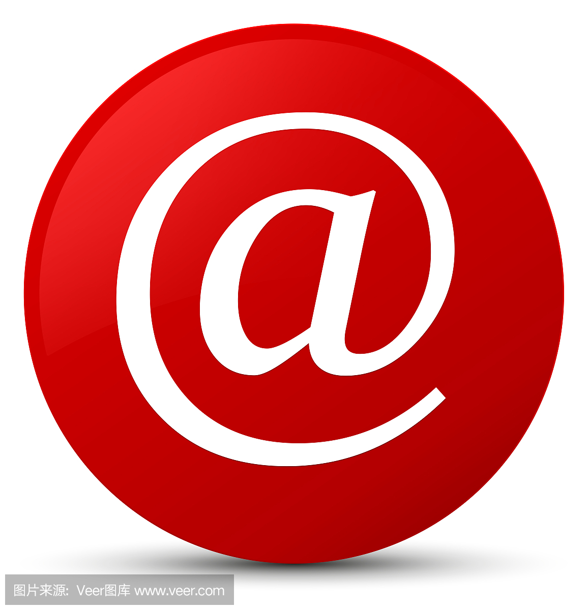 电子邮件地址图标红圆形按钮