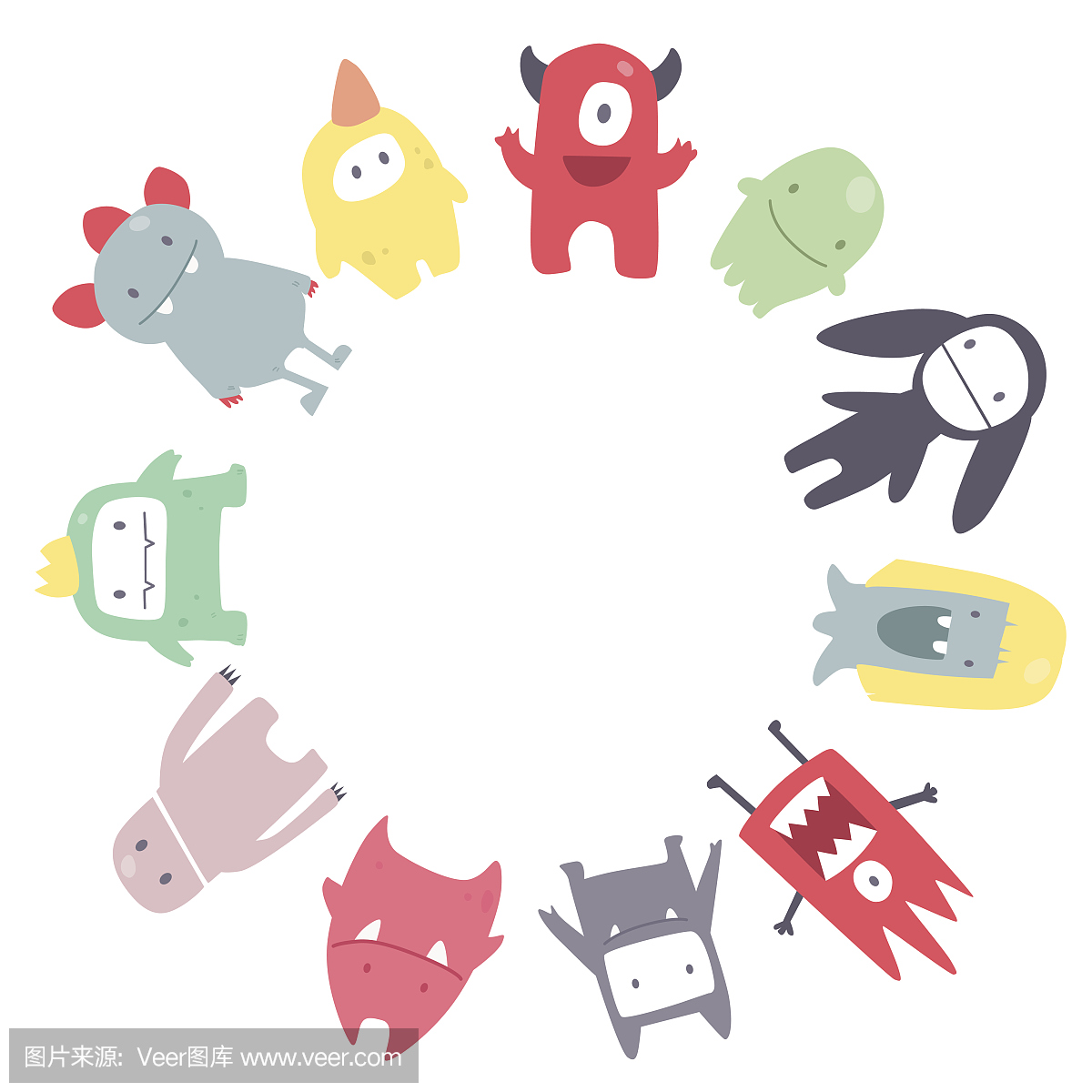 矢量可爱的怪物框架