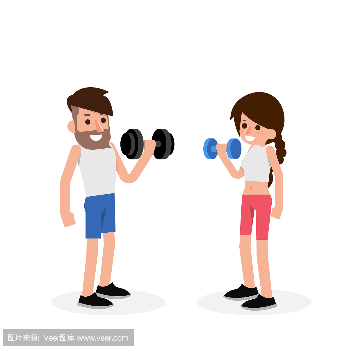 Dumbbell exercise couple.