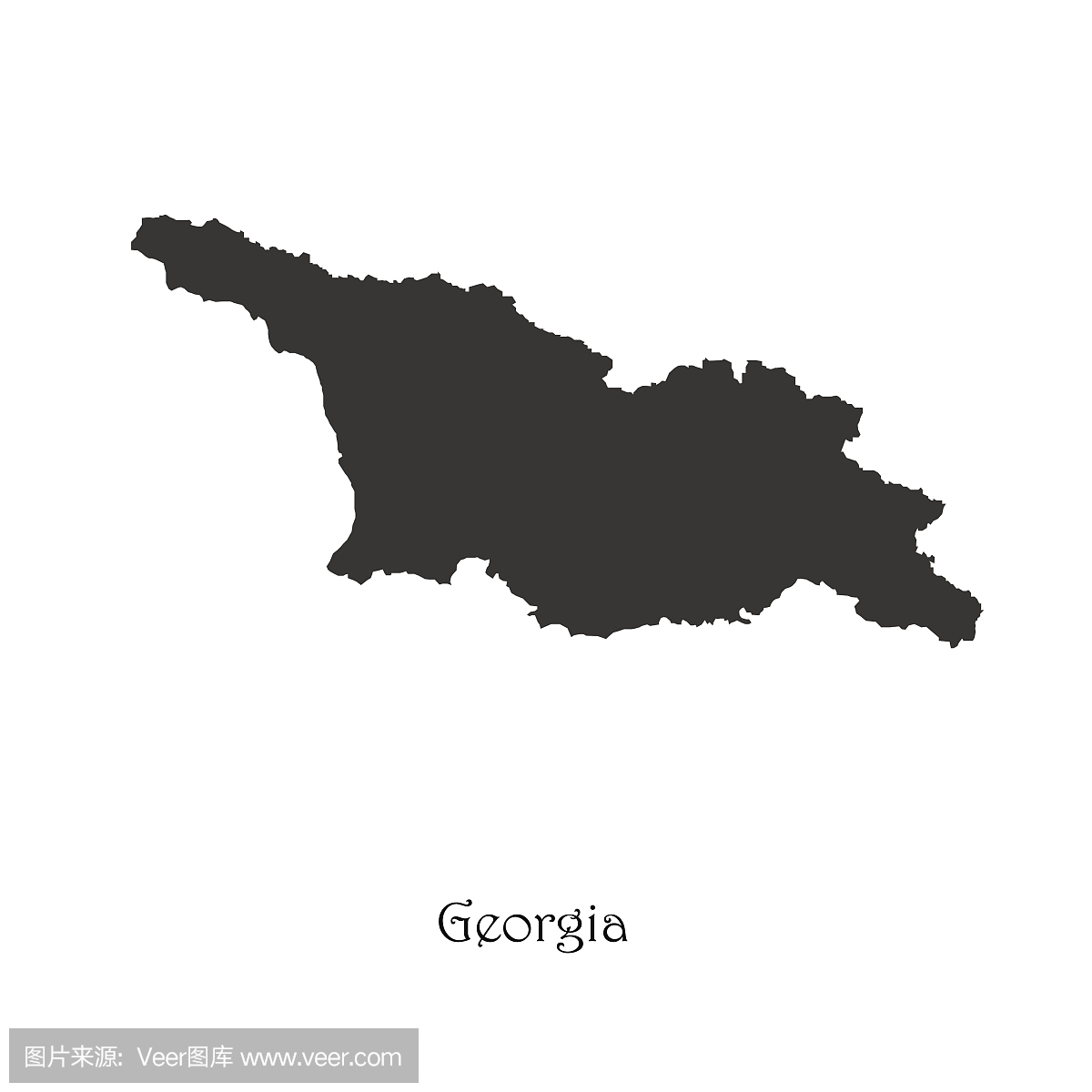 格鲁吉亚黑地图为您的设计