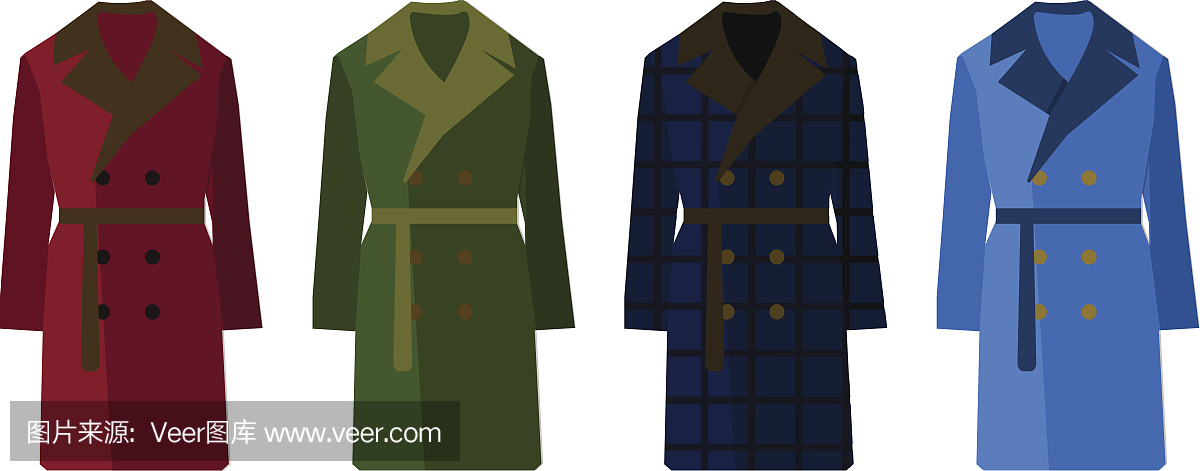 男外套设置不同的颜色。平面设计矢量