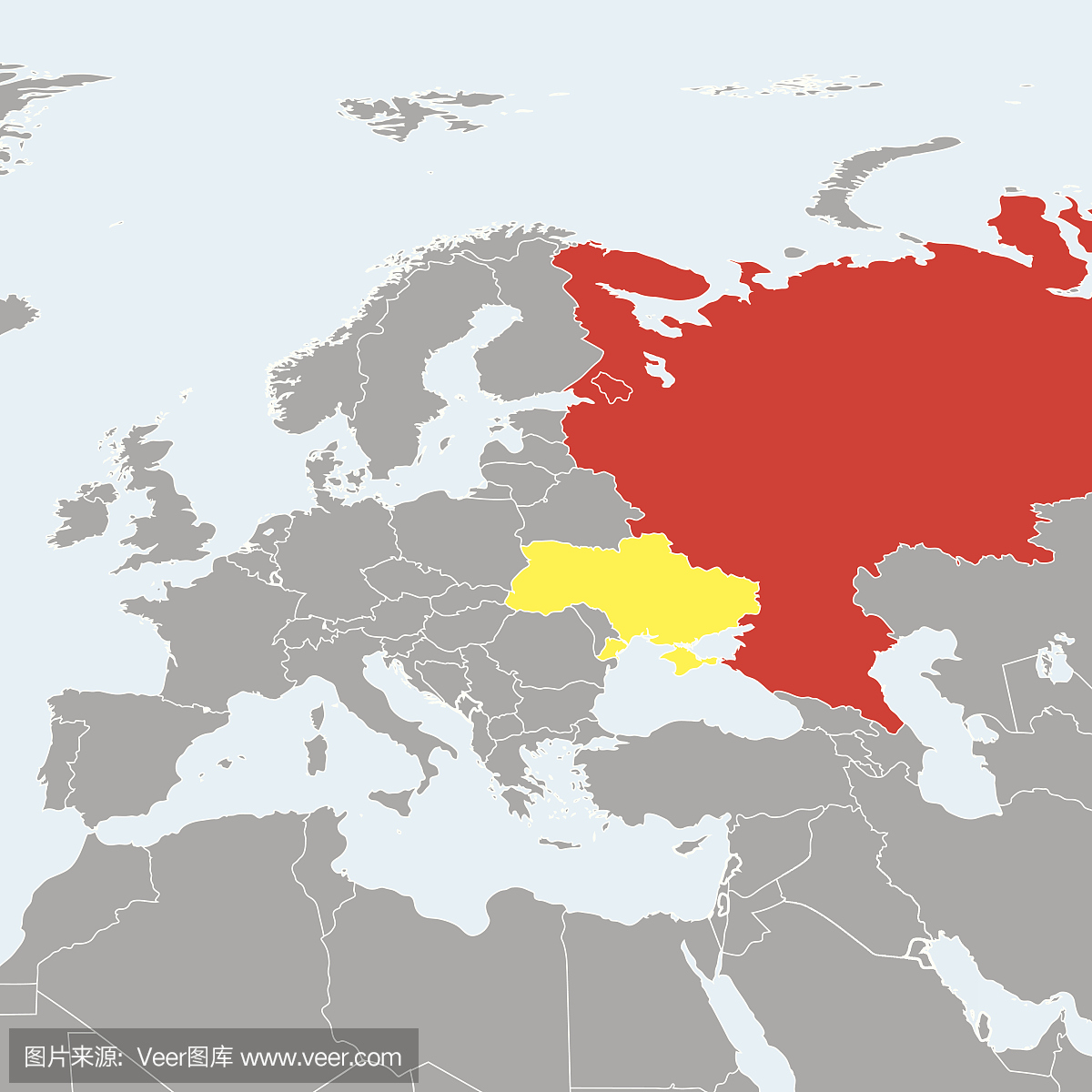 欧洲地图乌克兰和俄罗斯冲突