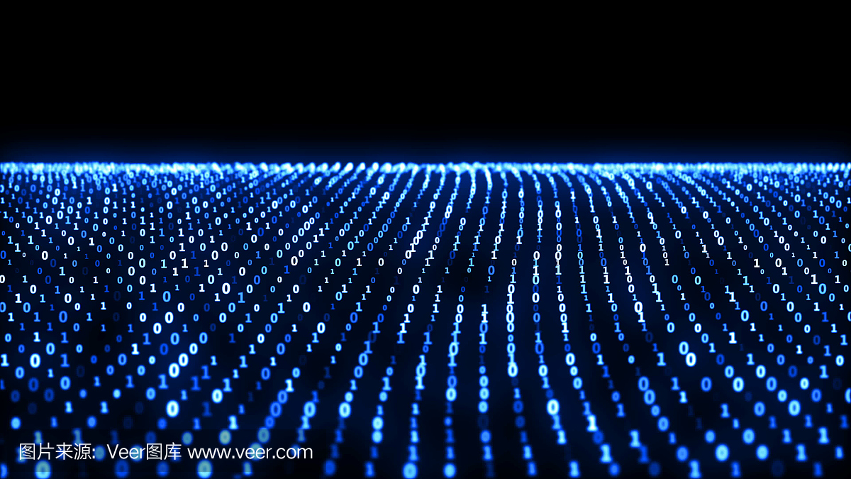 二进制代码波形的二进制数字1和0以及背景上