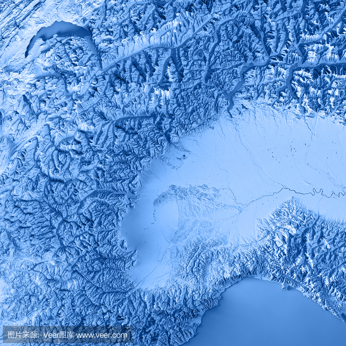 皮埃蒙特州意大利3D渲染地形图蓝色