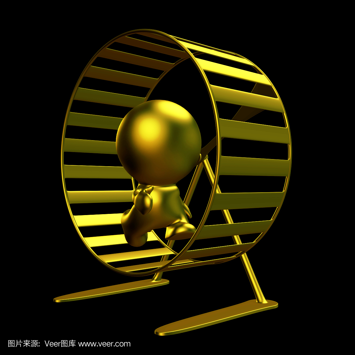 金黄仓鼠转动(3d例证)的金黄3d人的人物字符 