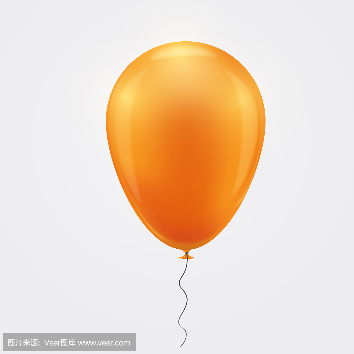 Orange realistic balloon. Blue inflatable ball rea