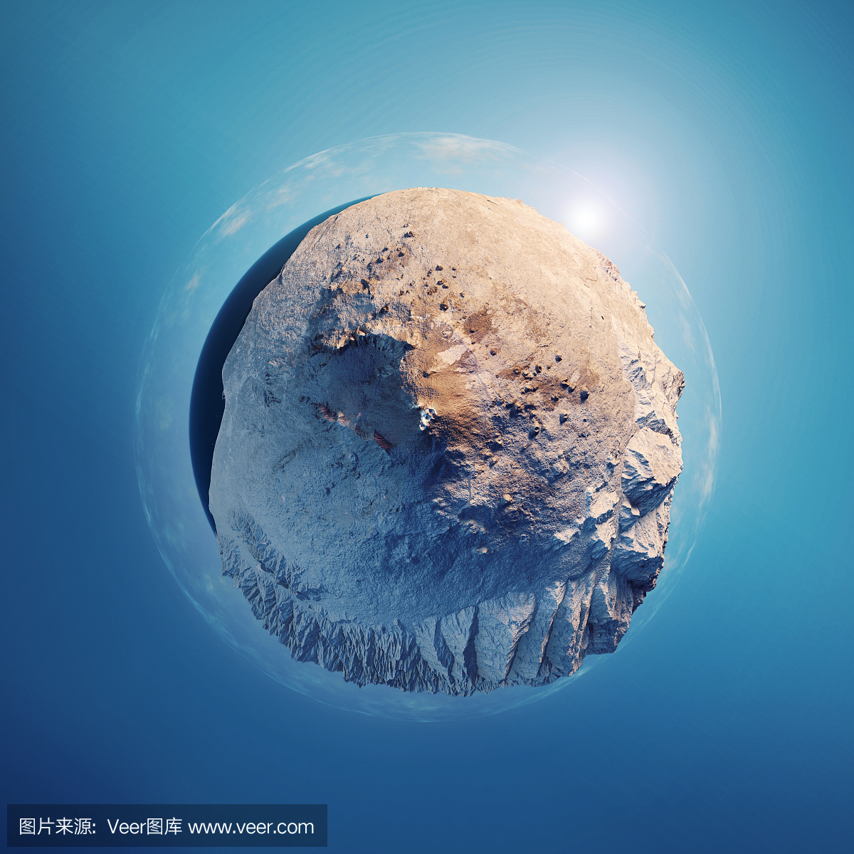埃特纳火山3D小行星360度全景蓝色