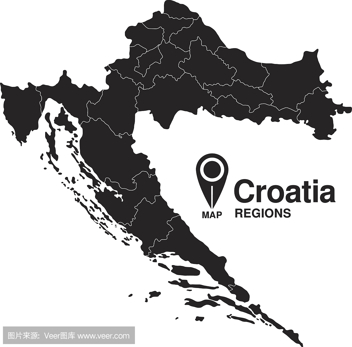克罗地亚地区地图