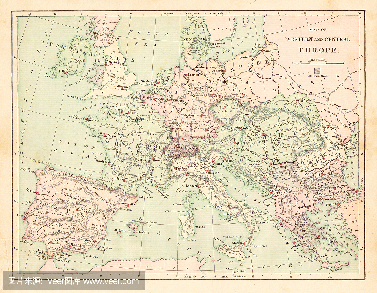 西欧和中欧地图1881年