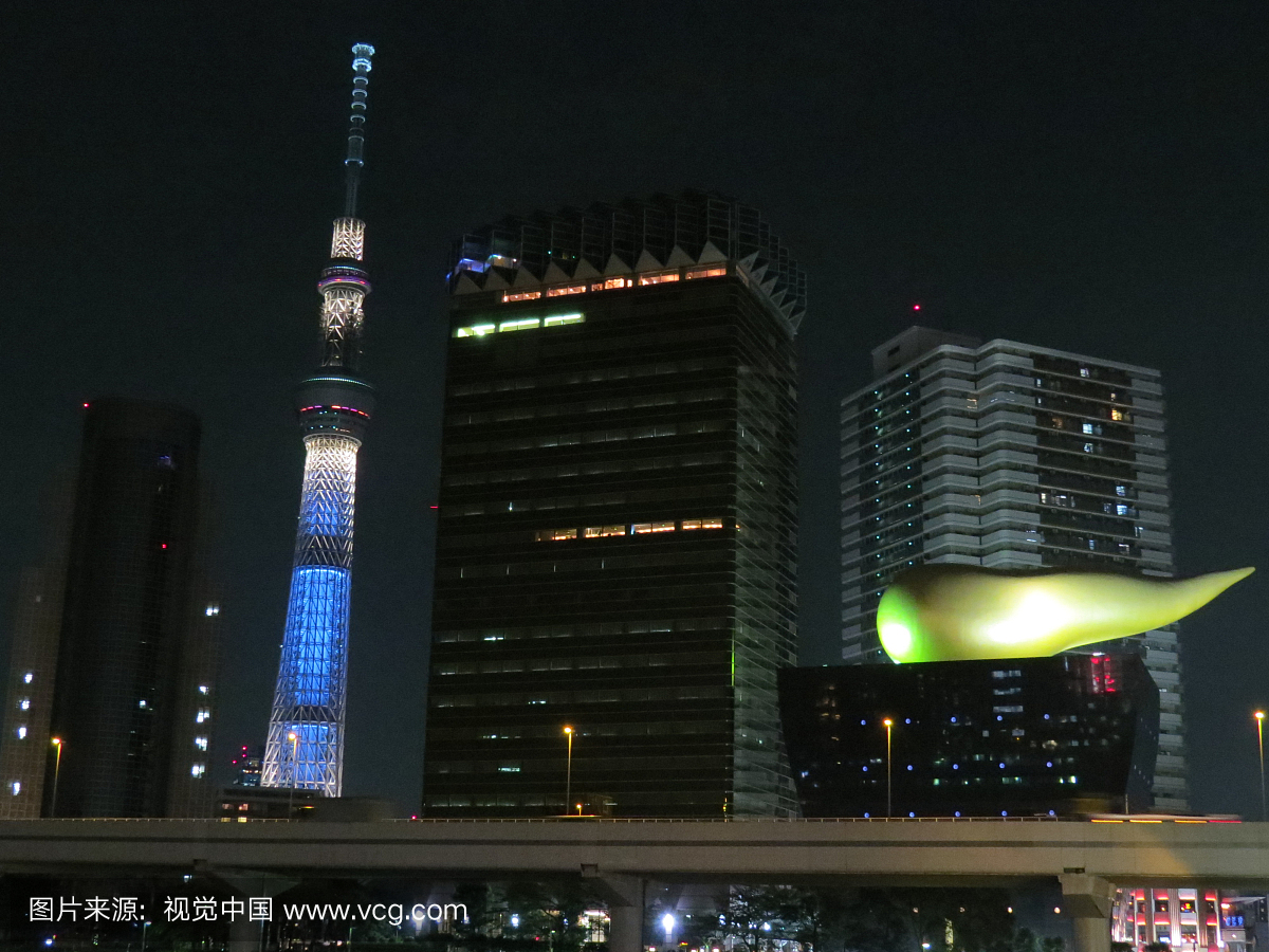 夜晚,长时间曝光,东京,摩天大楼