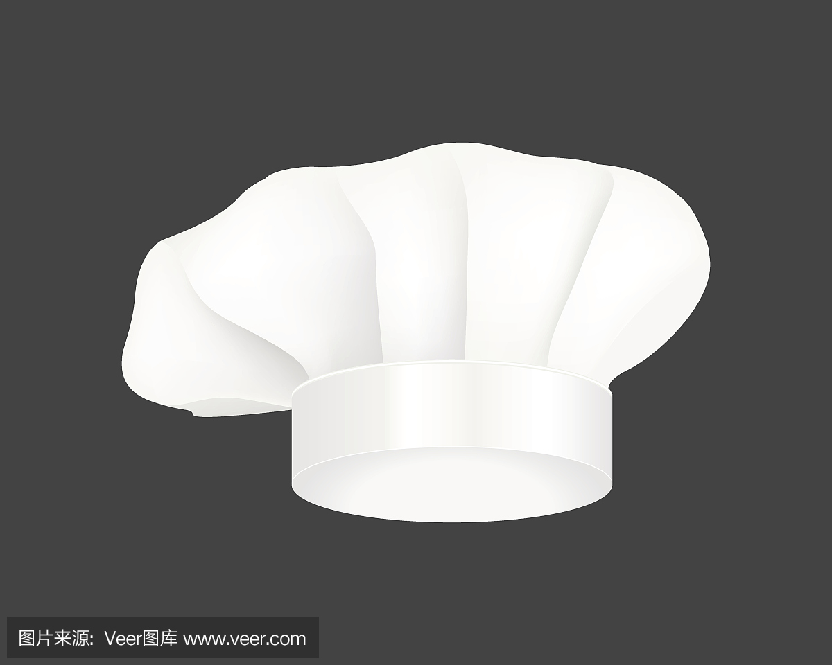 现代白色厨师帽子餐厅制服服装面料炊具时尚矢