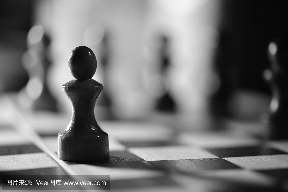 国际象棋在棋盘上黑色和白色
