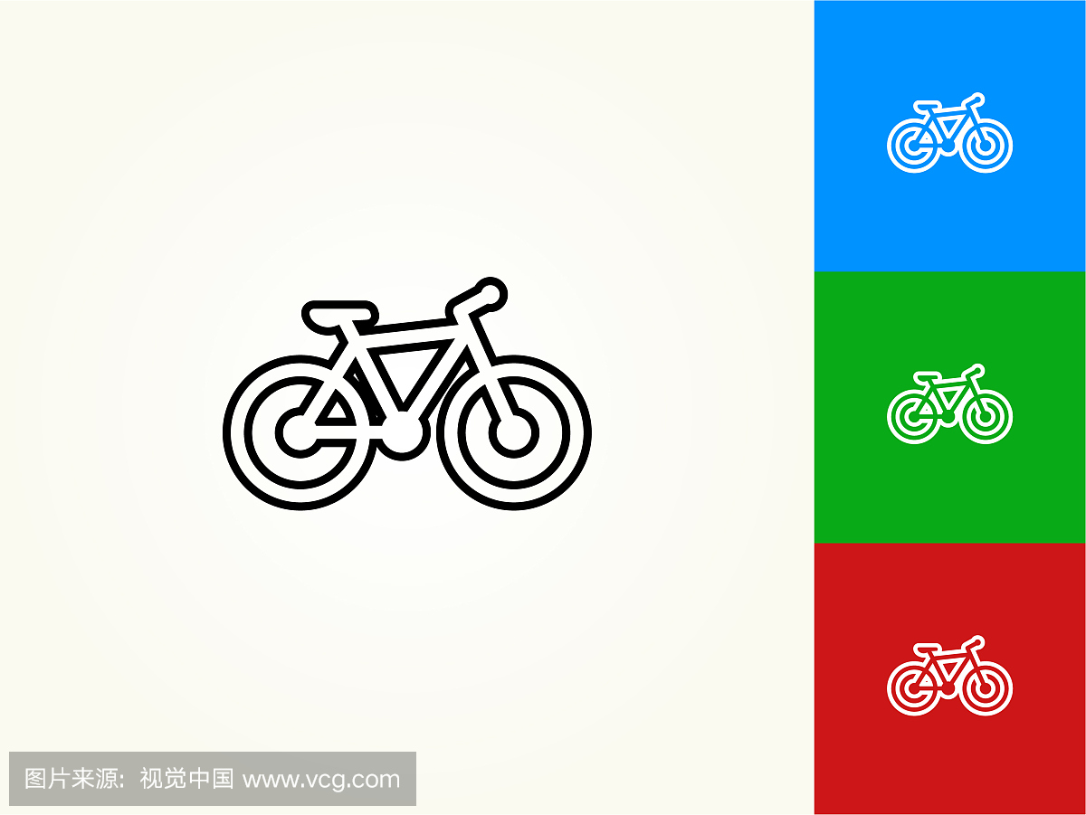 自行车黑色笔画线性图标