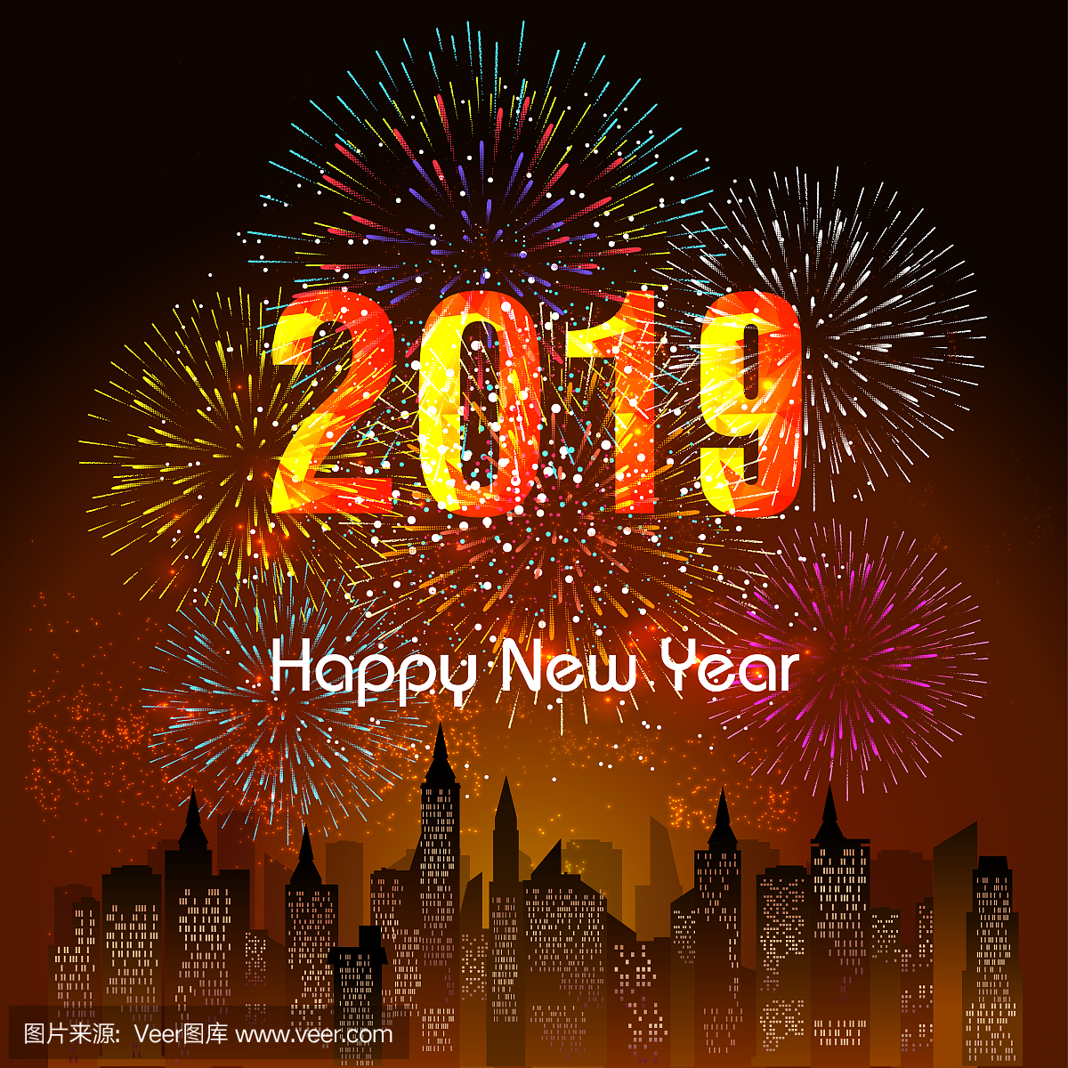 Firework displayed for Happy New year 2019 a