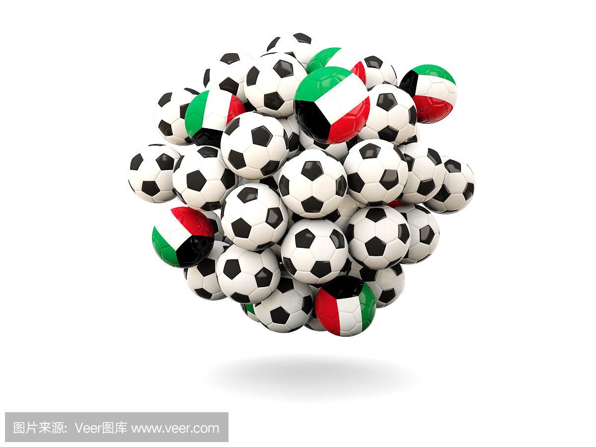 堆积与kuwait国旗的足球