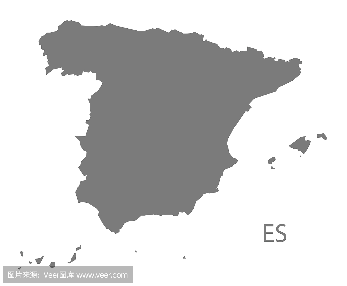 西班牙地图灰色