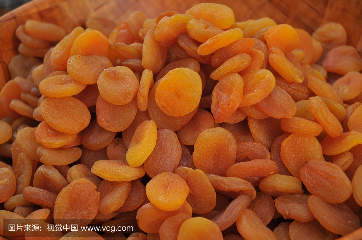 Heap of dried apricots