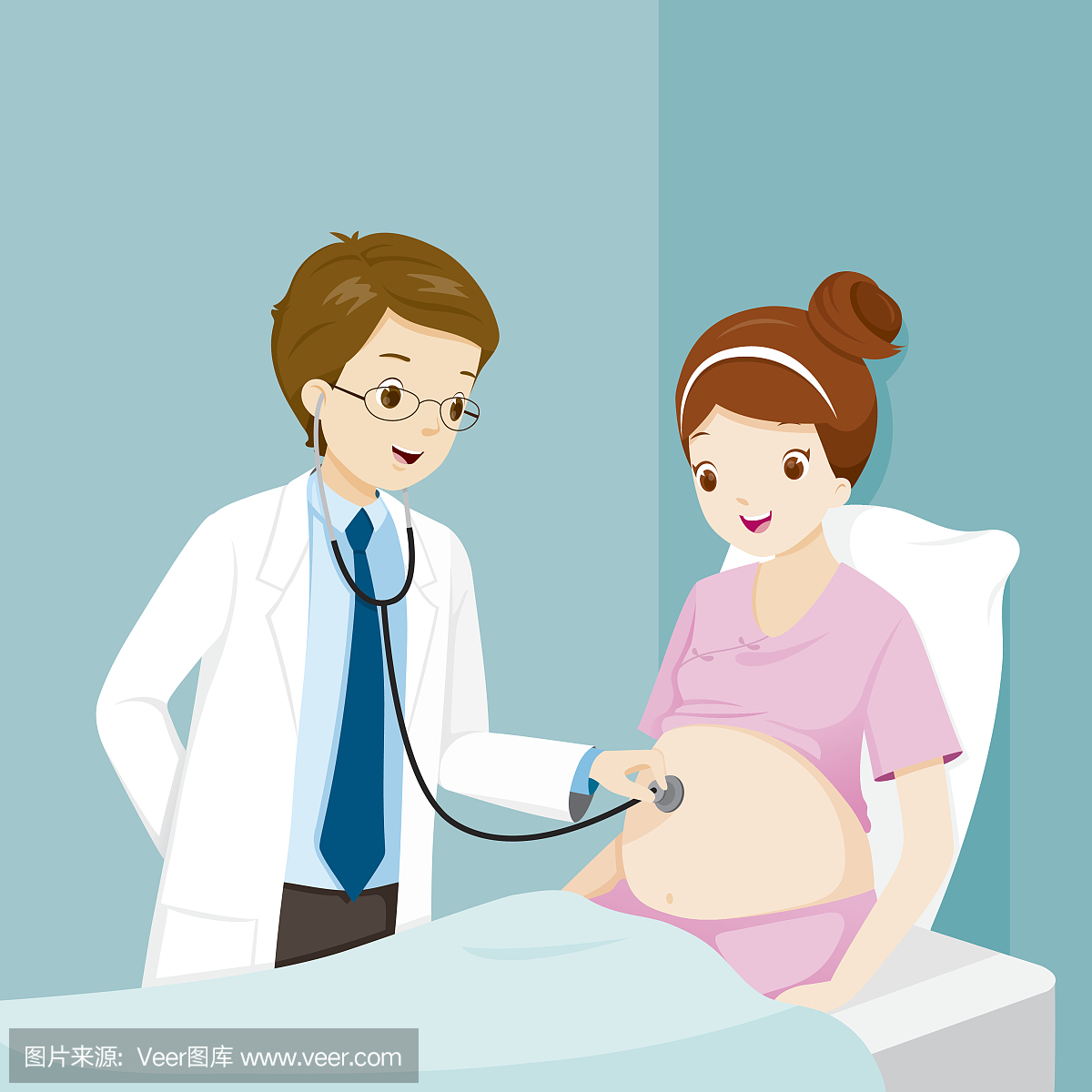 医生检查怀孕由听诊器