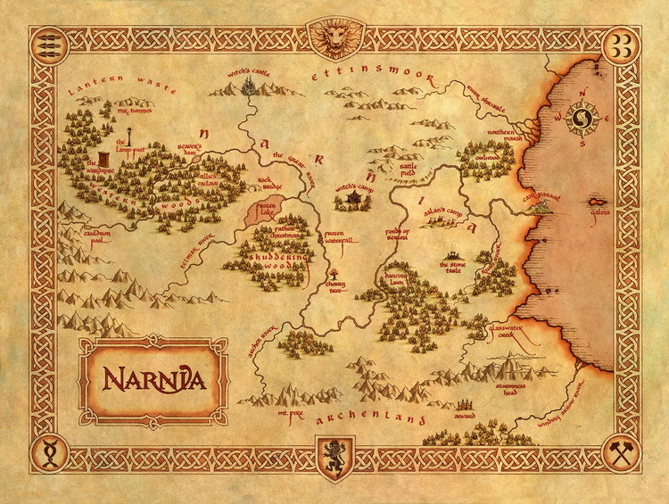 特价 纳尼亚传奇地图 narnia 宝藏图藏宝图英文图片