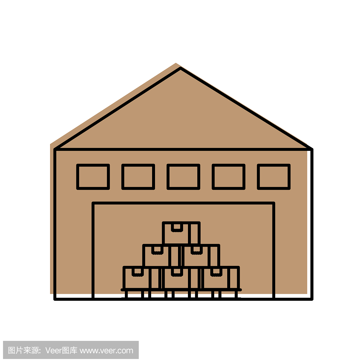 仓库建设与货架上的货柜箱