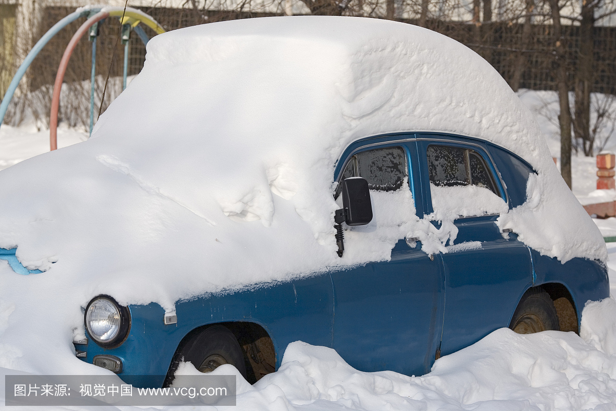 1950年的俄罗斯车波贝达在下雪,莫斯科,俄罗