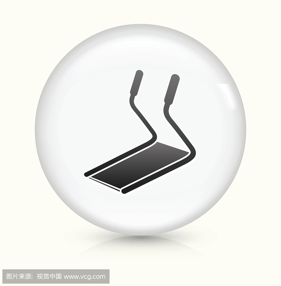 白色圆形矢量按钮上的跑步机图标