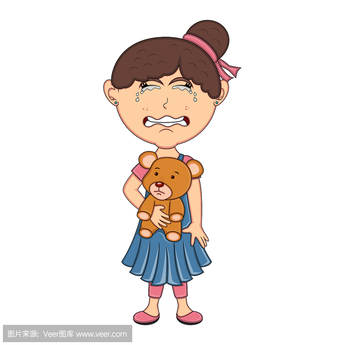 伤心哭泣的女孩卡通女生硬手图片