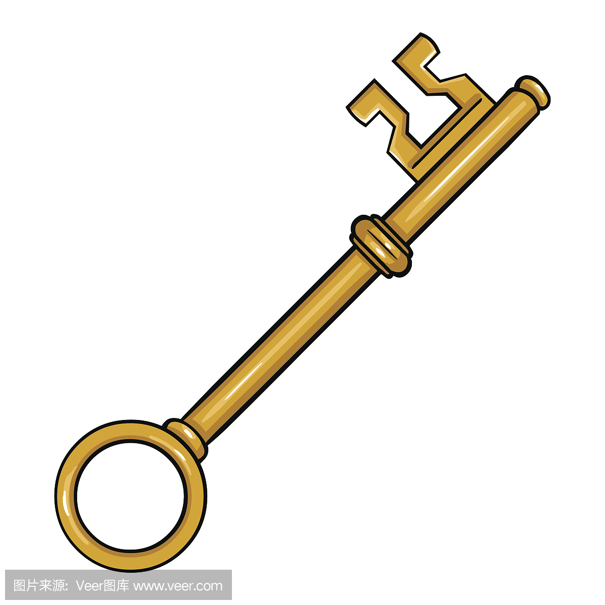 矢量单卡通古董钥匙