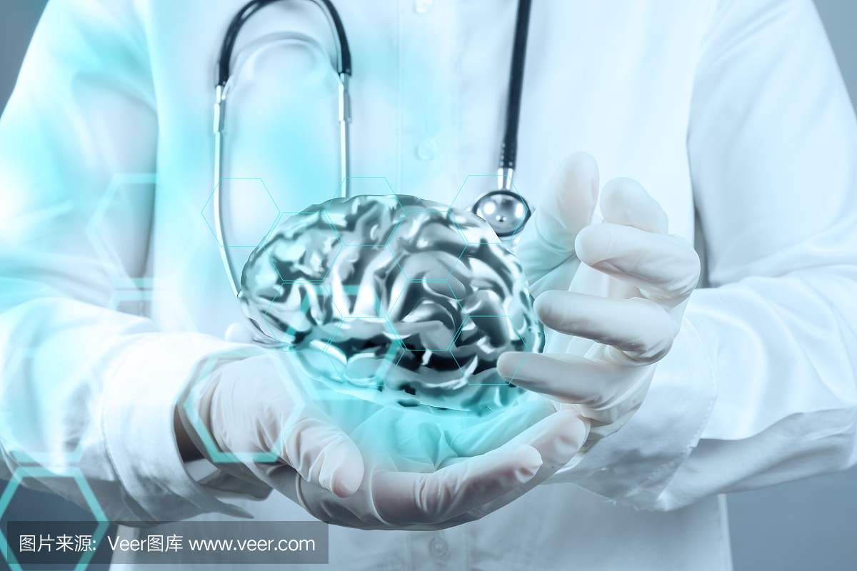 医生用brain3d肉肉在他手中作为概念